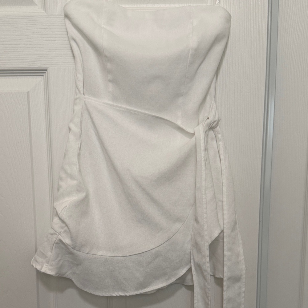 Princess Polly White Strapless Wrap Dress - Picture 5 of 7